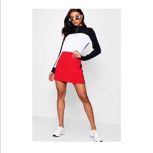 Color Block O-Ring Zip Sweat Dress